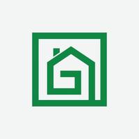 Anfangsbuchstabe g Green House Logo Design, Vektor Business Brand Icon