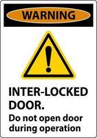 säkerhet tecken varning interlock dörrar do inte öppen dörr under drift. vektor