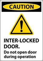 Sicherheitszeichen Vorsicht Schleusentüren öffnen Tür während des Betriebs nicht. vektor