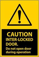 säkerhet tecken varning interlock dörrar do inte öppen dörr under drift. vektor