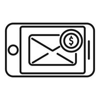 Zahlungsinformationen E-Mail-Symbol Umrissvektor. Geld bezahlen vektor