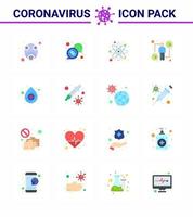 korona virus sjukdom 16 platt Färg ikon packa suga som viral mänsklig rx värd forskning viral coronavirus 2019 nov sjukdom vektor design element