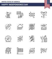 satz von 16 usa-tag symbolen amerikanische symbole unabhängigkeitstag zeichen für muffin kuchen essen urlaub festlichkeit editierbare usa tag vektor design elemente