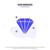 vår tjänster diamant juvel användare fast glyf ikon webb kort mall vektor