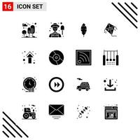 Pixel perfektes Set aus 16 soliden Symbolen. Glyphen-Icon-Set für die Gestaltung von Websites und die Schnittstelle für mobile Anwendungen. vektor