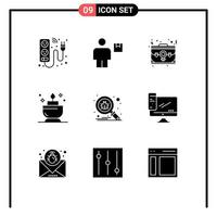 uppsättning av 9 modern ui ikoner symboler tecken för ent ljus paket portfölj anställd redigerbar vektor design element