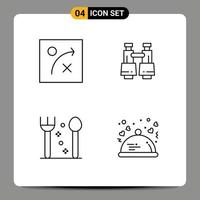 Mobile Interface Line Set aus 4 Piktogrammen von Algorithmus-Dinner-Fernglas-Besteckliebhabern editierbaren Vektordesign-Elementen vektor