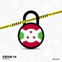 burundi lock down lock coronavirus pandemie bewusstseinsvorlage covid19 lock down design vektor