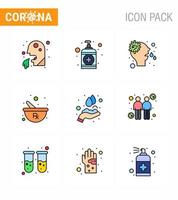covid19 Corona-Virus-Kontaminationsprävention blaues Symbol 25er-Pack wie Handpflege-Mischpflege Kräutervirus Virus-Coronavirus 2019nov-Krankheitsvektor-Designelemente vektor