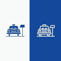 Parkplatz Hotel Service Line und Glyph Solid Icon Blue Banner vektor