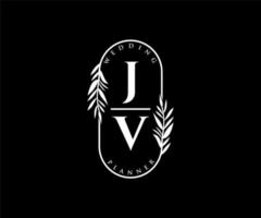 jv initialer brev bröllop monogram logotyper samling, hand dragen modern minimalistisk och blommig mallar för inbjudan kort, spara de datum, elegant identitet för restaurang, boutique, Kafé i vektor