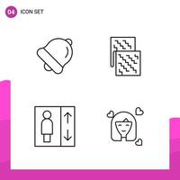 Outline Icon Set Packung mit 4 Zeilensymbolen isoliert auf weißem Hintergrund für reaktionsschnelles Website-Design, Druck- und mobile Anwendungen vektor