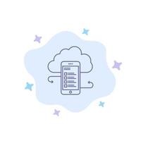 Cloud-Speicher Geschäft Cloud-Speicher Wolken Informationen mobile Sicherheit blaues Symbol auf abstrakten Wolkenhintergrund vektor