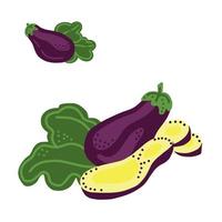 Auberginen-Gemüse-Cartoon-Illustration vektor