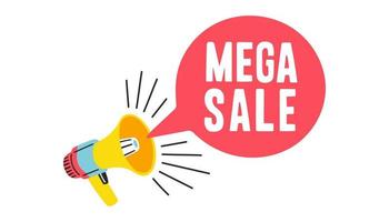 Banner, das den Mega-Verkauf im Megaphon ankündigt. Promotion-Poster-Vorlage Super-Sale-Vektor-Illustration vektor