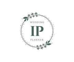 ip initialen brief hochzeitsmonogramm logos sammlung, handgezeichnete moderne minimalistische und florale vorlagen für einladungskarten, save the date, elegante identität für restaurant, boutique, café im vektor