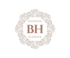 bh initialen brief hochzeitsmonogramm logos sammlung, handgezeichnete moderne minimalistische und florale vorlagen für einladungskarten, save the date, elegante identität für restaurant, boutique, café im vektor