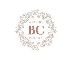 bc initialen brief hochzeitsmonogramm logos sammlung, handgezeichnete moderne minimalistische und florale vorlagen für einladungskarten, save the date, elegante identität für restaurant, boutique, café im vektor