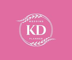 kd initialen brief hochzeitsmonogramm logos sammlung, handgezeichnete moderne minimalistische und florale vorlagen für einladungskarten, save the date, elegante identität für restaurant, boutique, café im vektor