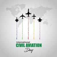 internationell civil flyg dag. december 7. stad begrepp. mall för bakgrund, baner, kort, affisch. vektor illustration.