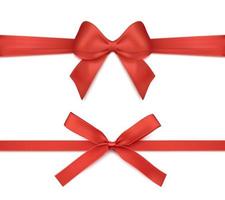 röd band och rosett isolerat. vektor dekoration för gåva kort, för gåva lådor eller jul illustrationer