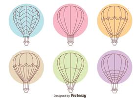 Hot Air Balloon Line Collection Vektorer