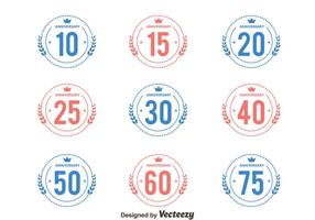 Pink and Blue Anniversary Badge Collection Vectors