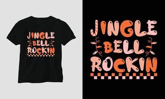 klingande klocka rockar - jul retro häftig t-shirt och kläder design. vektor