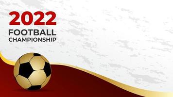 katar fußball 2022. ballillustration mit goldenem bandlayout-grafikdesignhintergrund. vektor