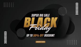 Black Friday Super Sale Banner mit abstrakten schwarzen Formen Hintergrund vektor