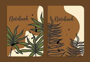 hand gezeichnetes florales cover-design-set. abstrakter Cartoon-Doodle-Hintergrund im A4-Format für Kinderbuch, Notizbuch, Katalog vektor