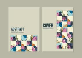 abstraktes mosaik-cover-design-set. geometrischer hintergrund mit abstraktem gekritzelmuster. A4-Format für Notizbücher, Jahrbücher, Broschüren, Kataloge, Flyer vektor