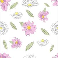 nahtloses Muster mit weißen und rosa Blumen vektor