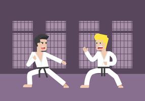 Zwei Männer Üben Martial Arts Illustration