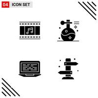 Pixel perfektes Set aus 4 soliden Symbolen. Glyphen-Icon-Set für die Gestaltung von Websites und die Schnittstelle für mobile Anwendungen. vektor