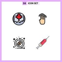 Universelle Symbolsymbole Gruppe von 4 modernen Filledline-Flachfarben von Kanada-Währungsfinger-Schnittstellen-Token editierbare Vektordesign-Elemente vektor