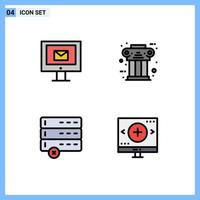 Stock Vector Icon Pack mit 4 Zeilenzeichen und Symbolen für Computer Cancel Service alte Geräte editierbare Vektordesign-Elemente