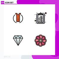 4 kreativ ikoner modern tecken och symboler av väg Smycken plats lista blomma redigerbar vektor design element