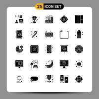 25 universelle solide Glyphen für Web- und mobile Anwendungen Wireframe Procrastination Aufbau von Medienkommunikation editierbare Vektordesign-Elemente vektor