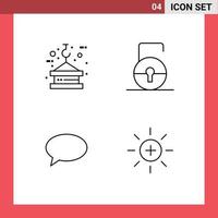 Stock Vector Icon Pack mit 4 Zeilen Zeichen und Symbolen für Kranchat Seilschloss Pad Massege editierbare Vektordesign-Elemente