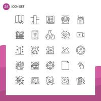 uppsättning av 25 modern ui ikoner symboler tecken för Bank walkie prat audio radio rulle redigerbar vektor design element