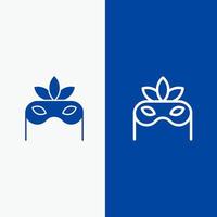 Kostüm Maske Maskerade Linie und Glyphe festes Symbol blaues Banner Linie und Glyphe festes Symbol blaues Banner vektor