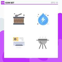 flaches Icon-Paket mit 4 universellen Symbolen der Feier ac Droop Power Barbecue editierbare Vektordesign-Elemente vektor