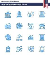 Happy Independence Day 16 Blues Icon Pack für Web- und Druckgeld Usa-Armeepräsidententag editierbare Usa-Tag-Vektordesign-Elemente vektor