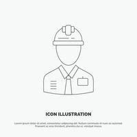 arbetstagare industri konstruktion konstruktör arbetskraft arbetskraft linje ikon vektor