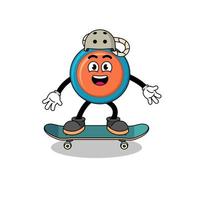 yoyo-maskottchen, das ein skateboard spielt vektor