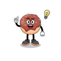 Donuts-Cartoon mit einer Idee-Pose vektor