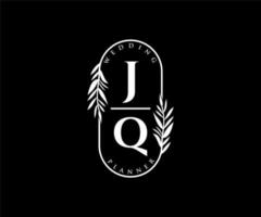 jq initialen brief hochzeitsmonogramm logos sammlung, handgezeichnete moderne minimalistische und florale vorlagen für einladungskarten, save the date, elegante identität für restaurant, boutique, café im vektor