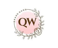 anfängliches qw feminines Logo. verwendbar für Natur-, Salon-, Spa-, Kosmetik- und Schönheitslogos. flaches Vektor-Logo-Design-Vorlagenelement. vektor