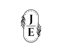 je initials brief hochzeitsmonogramm logos sammlung, handgezeichnete moderne minimalistische und florale vorlagen für einladungskarten, save the date, elegante identität für restaurant, boutique, café im vektor